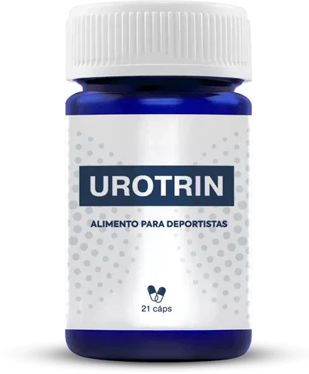 Frasco de Urotrin, alimento para deportistas en cápsulas para el apoyo urinario masculino